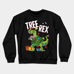 Tree Rex Boys Kids Dinosaur T Rex Funny Christmas Crewneck Sweatshirt